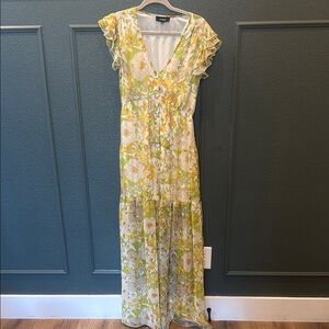 Floral Maxi Dress in Yellow and Green